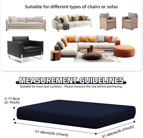 8Pcs Patio Cushion Covers,Outdoor Cushions Covers,Stretch Cushion Covers Replacement, Washable and Reusable Furniture Protectors(Navy Blue)